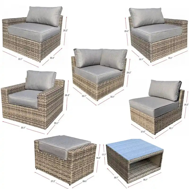 Collezione di Sedute in Rattan Ventura 11 Pezzi con Sedie Multiple