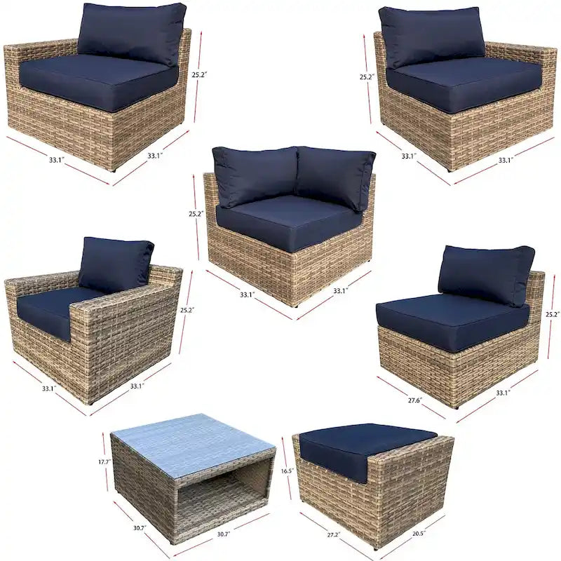 Collezione di Sedute in Rattan Ventura 11 Pezzi con Sedie Multiple