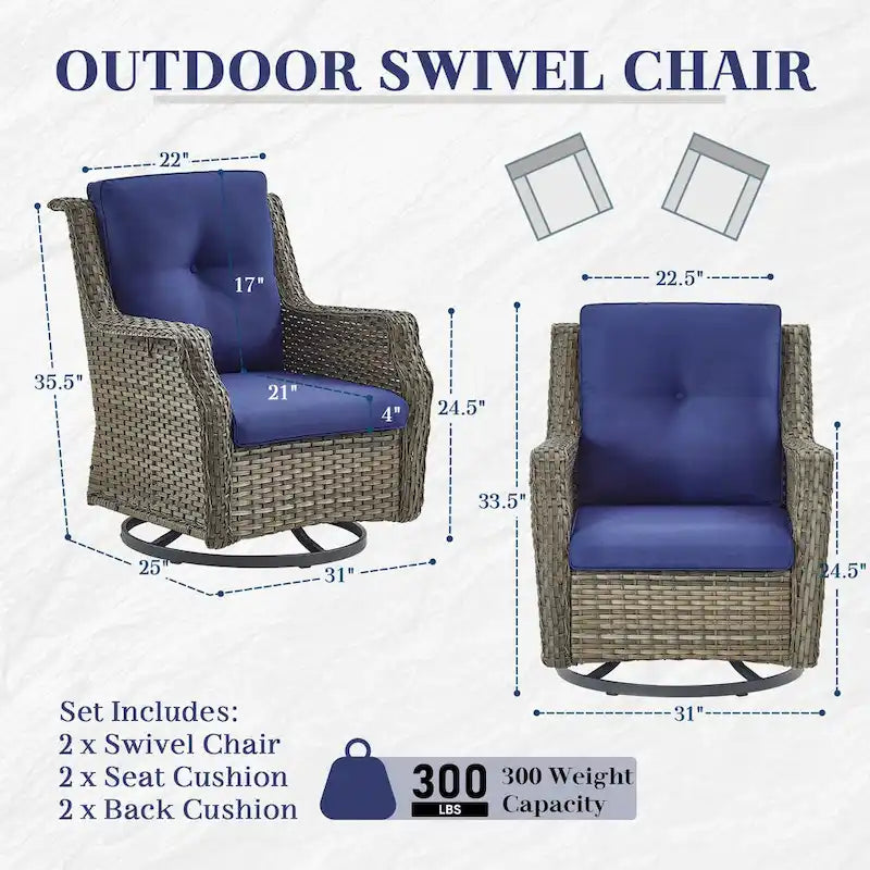 Gymojoy - Set di 2 Sedie da Giardino in Rattan per Patio - Marrone