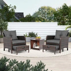Patio Watcher Salon de jardin 5 pièces avec coussins en osier marron et ottoman