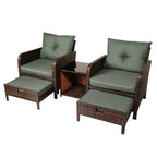 Patio Watcher Salon de jardin 5 pièces avec coussins en osier marron et ottoman