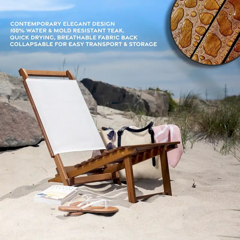 Sedia Everyday in Teak con Tessuto Batyline - Dimensioni aperta: 15 L x 27 A x 25 P