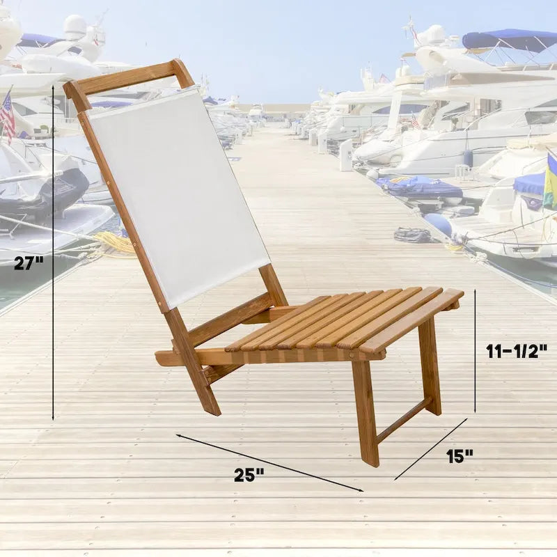 Sedia Everyday in Teak con Tessuto Batyline - Dimensioni aperta: 15 L x 27 A x 25 P