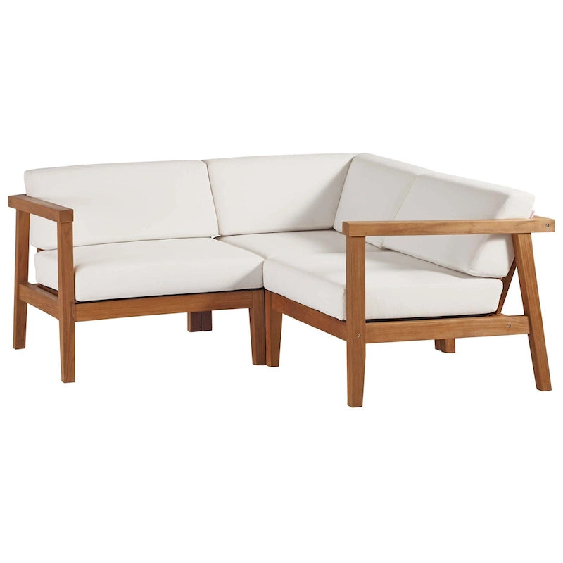 Set divano sezionale a 3 pezzi in legno di teak per esterno Bayport