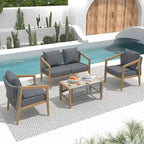 Outdoor 4 Pieces Aluminum Conversation Set with Cushion