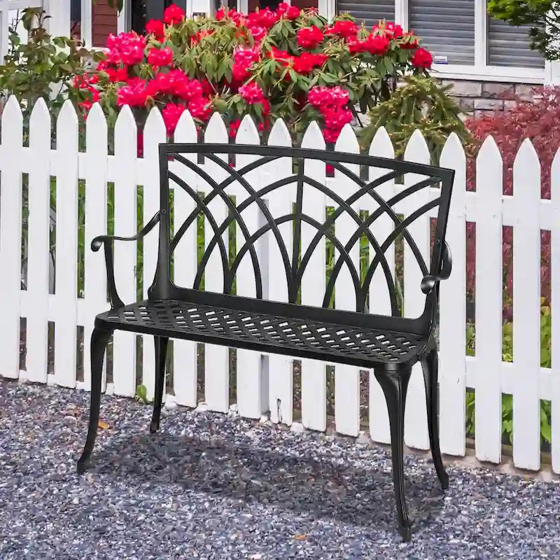 Banc d'extérieur en aluminium à dossier orchidée