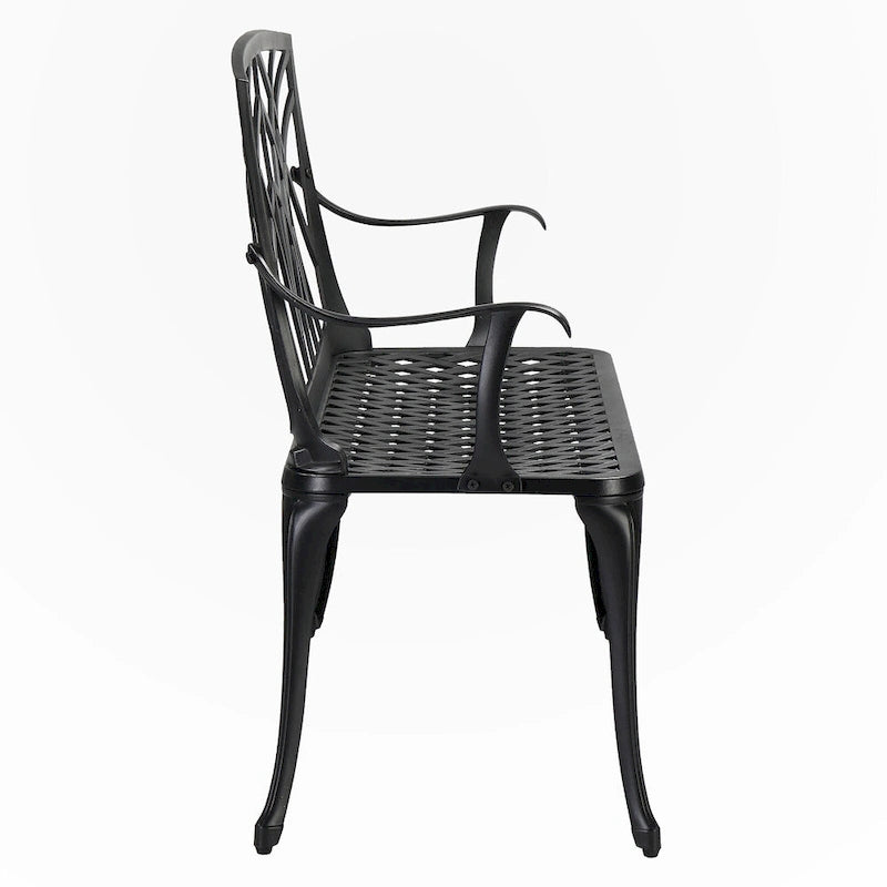 Banc d'extérieur en aluminium à dossier orchidée
