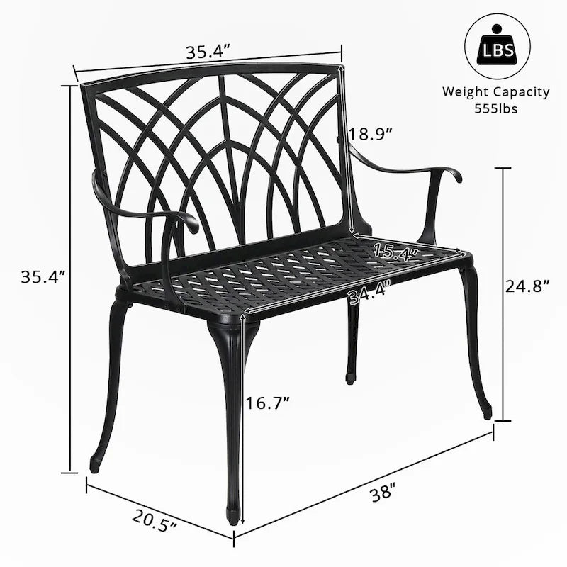 Banc d'extérieur en aluminium à dossier orchidée