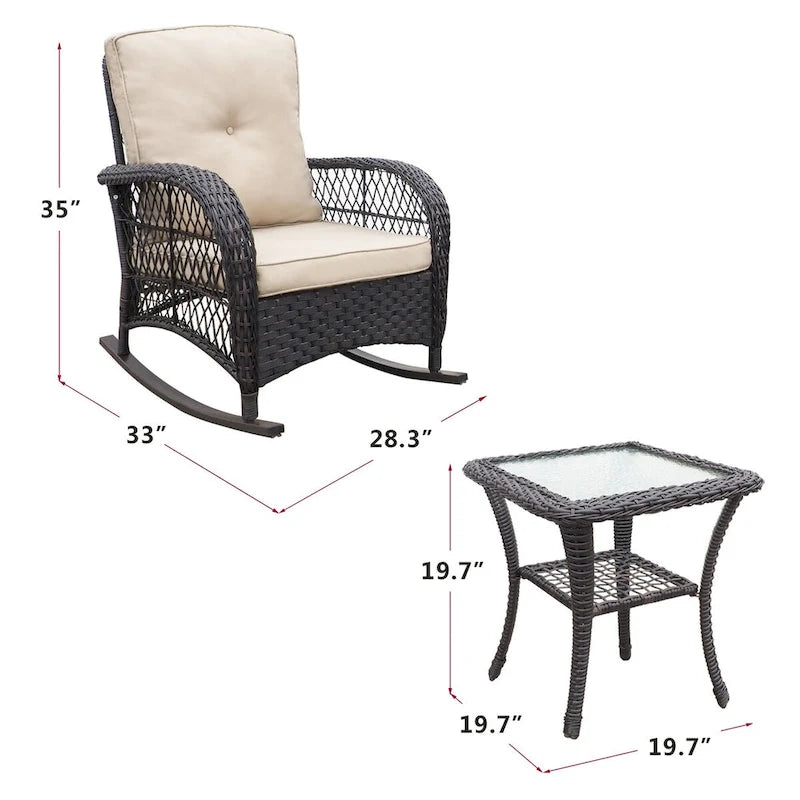 Sedia a Dondolo da Giardino, Sedia a Dondolo da Esterno in Rattan con Vimini in Resina Intrecciato a Mano Resistente alle Intemperie, Mobili da Salotto Rilassanti per Patio