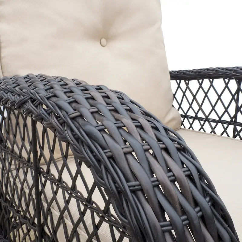 Sedia a Dondolo da Giardino, Sedia a Dondolo da Esterno in Rattan con Vimini in Resina Intrecciato a Mano Resistente alle Intemperie, Mobili da Salotto Rilassanti per Patio