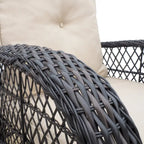 Sedia a Dondolo da Giardino, Sedia a Dondolo da Esterno in Rattan con Vimini in Resina Intrecciato a Mano Resistente alle Intemperie, Mobili da Salotto Rilassanti per Patio