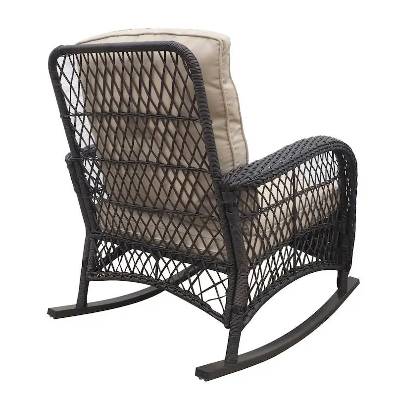 Sedia a Dondolo da Giardino, Sedia a Dondolo da Esterno in Rattan con Vimini in Resina Intrecciato a Mano Resistente alle Intemperie, Mobili da Salotto Rilassanti per Patio