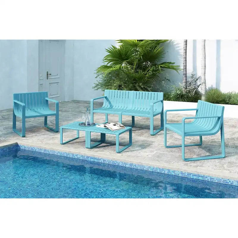 Set di 5 pezzi da conversazione Ricki Moderno - Plastica resistente e impermeabile - Blu Tiffany - N/A
