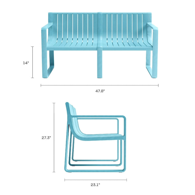 Set di 5 pezzi da conversazione Ricki Moderno - Plastica resistente e impermeabile - Blu Tiffany - N/A