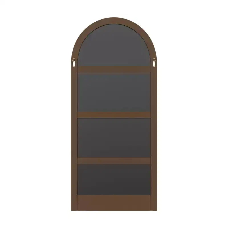 Specchio a figura intera in legno ad arco, autoportante da terra
