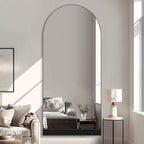 Specchio a figura intera in legno ad arco, autoportante da terra