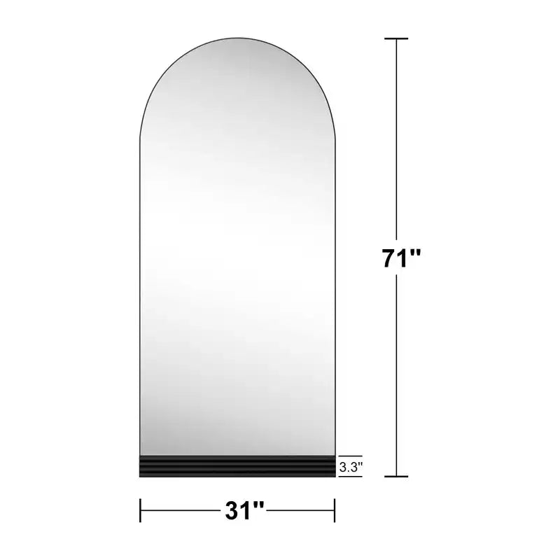 Specchio a figura intera in legno ad arco, autoportante da terra