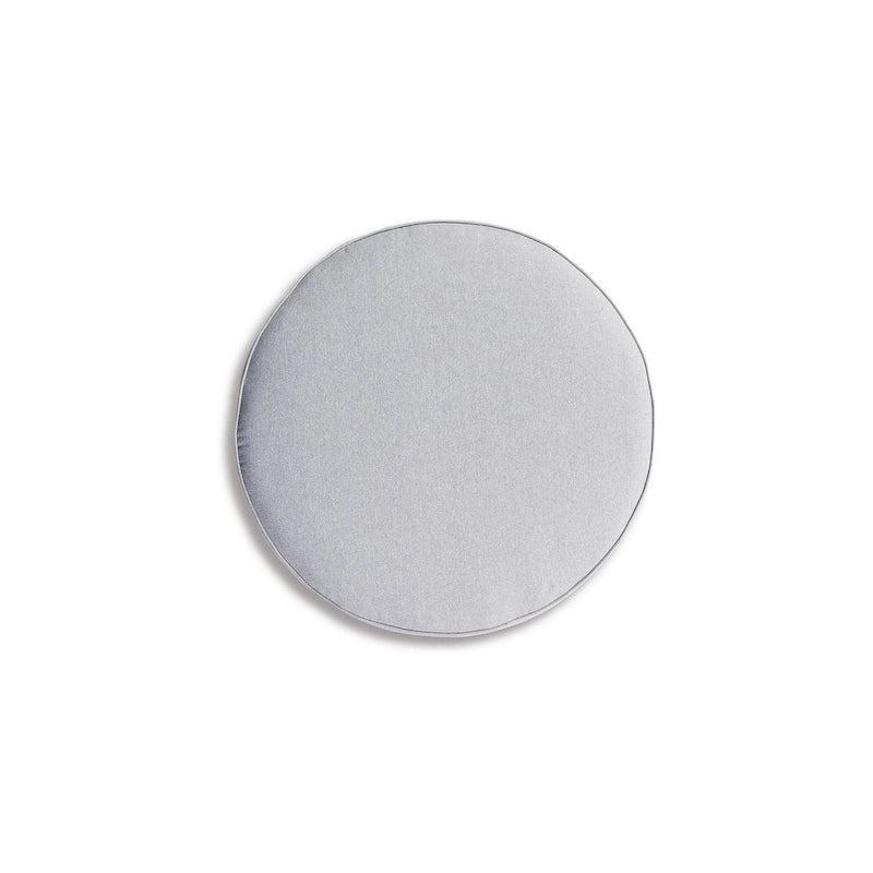 Saki Pouf d'extérieur 32 pouces, coussin rond, osier, tissu gris clair