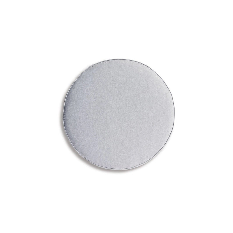 Saki Pouf d'extérieur 32 pouces, coussin rond, osier, tissu gris clair
