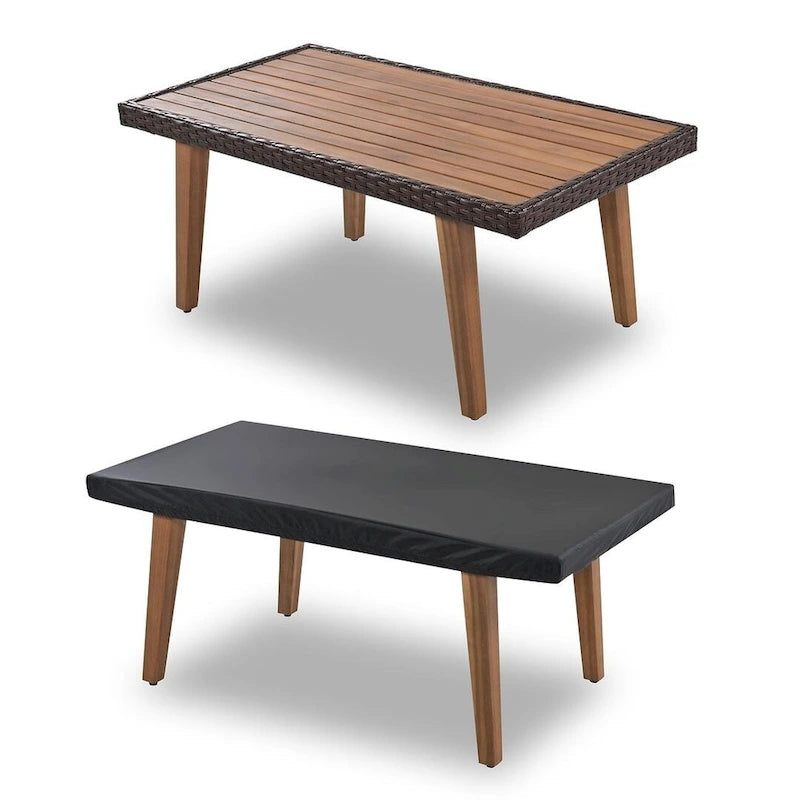 Set Conversazione da Esterno 4 Pezzi per Patio, Divano Doppio con 2 Poltrone Singole e Tavolino da Caffè
