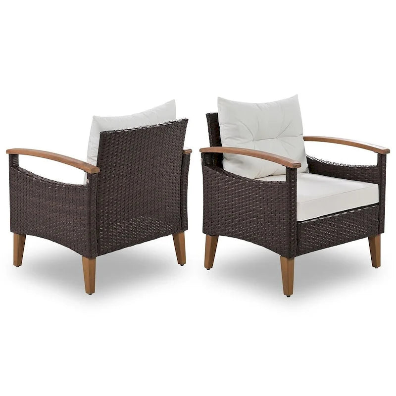 Set Conversazione da Esterno 4 Pezzi per Patio, Divano Doppio con 2 Poltrone Singole e Tavolino da Caffè