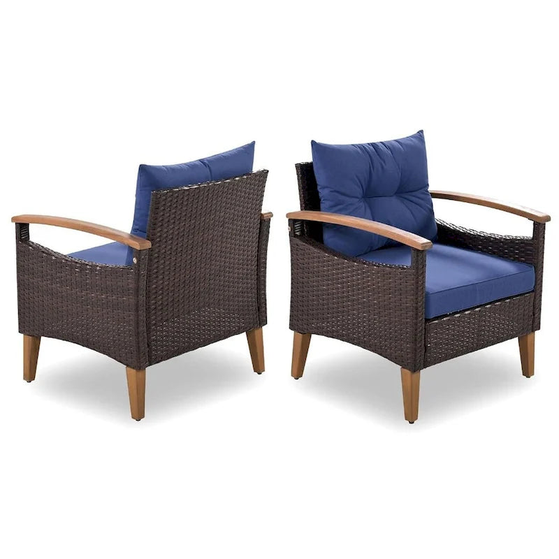 Set Conversazione da Esterno 4 Pezzi per Patio, Divano Doppio con 2 Poltrone Singole e Tavolino da Caffè