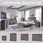 Comò a 5 cassetti per camera da letto, cassettiere alte 117 cm in stile rustico con colonna romana