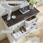 Comò a 5 cassetti per camera da letto, cassettiere alte 117 cm in stile rustico con colonna romana