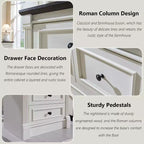 Comò a 5 cassetti per camera da letto, cassettiere alte 117 cm in stile rustico con colonna romana