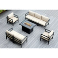 Ohana Outdoor 8-pc. Cushioned Aluminum Sectional with 42 Fire Table