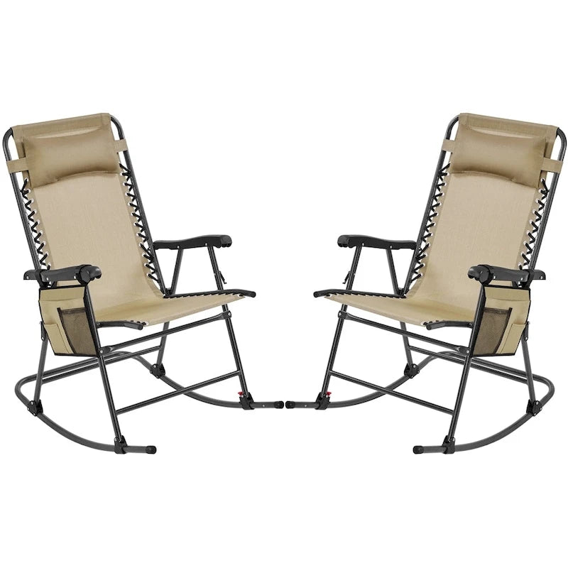 Yaheetech 2pcs 26in Rocking Chair Foldable Outdoor Lounge Chair