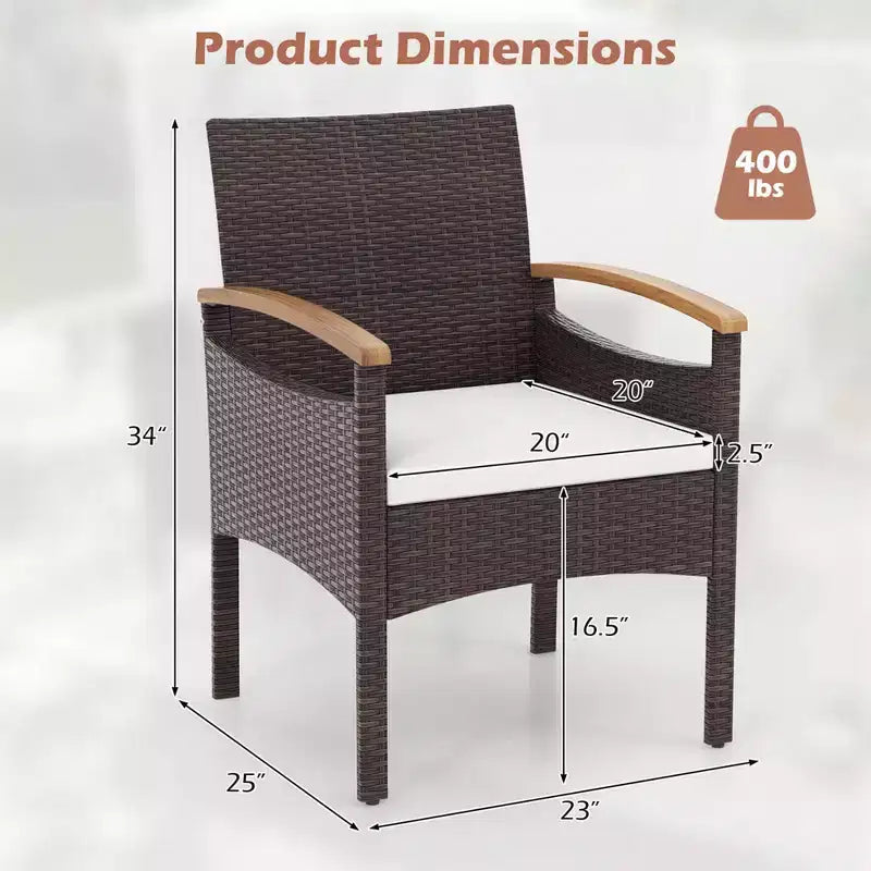 Lot de 2/4 chaises de salle à manger Costway avec accoudoirs en bois d'acacia et cadre en métal robuste
