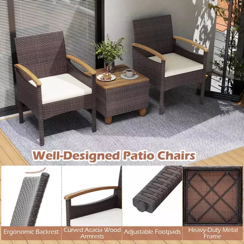 Lot de 2/4 chaises de salle à manger Costway avec accoudoirs en bois d'acacia et cadre en métal robuste