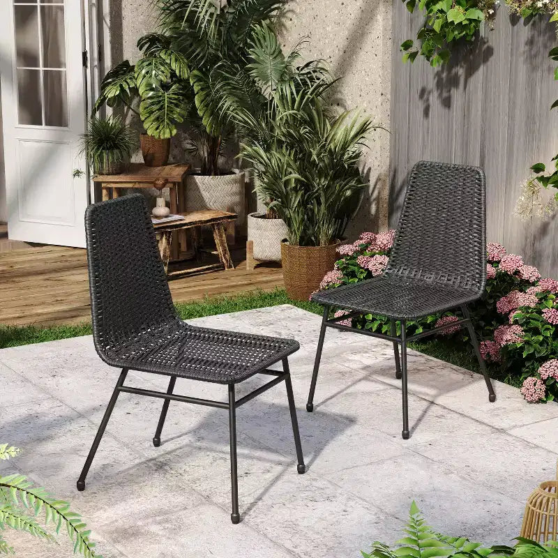 Sedia da pranzo Christopher Knight Home Wtroup con struttura in ferro e intreccio in rattan