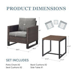 Fauteuil de jardin avec table d'appoint - Marron