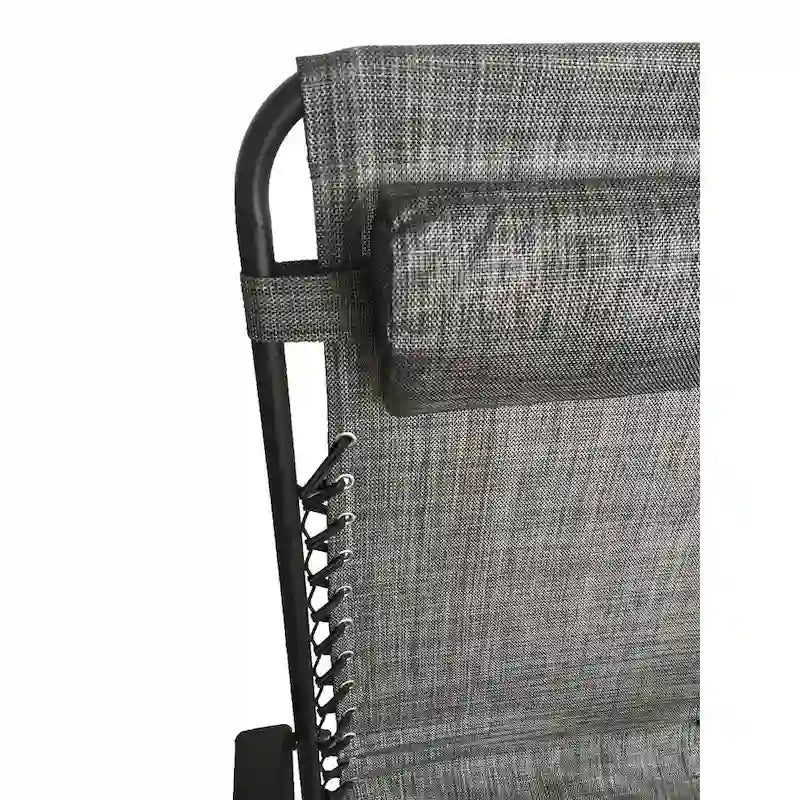 Fauteuil inclinable/chaise longue zéro gravité et porte-gobelet en tissu maille gris, paquet de 2.