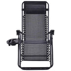 Fauteuil inclinable/chaise longue zéro gravité et porte-gobelet en tissu maille gris, paquet de 2.