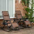Outsunny Lot de 2 chaises berçantes d'extérieur, fauteuil à bascule pliable zéro gravité