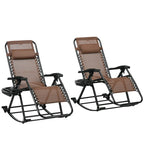 Outsunny Lot de 2 chaises berçantes d'extérieur, fauteuil à bascule pliable zéro gravité