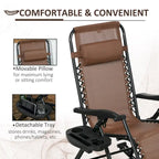 Outsunny Lot de 2 chaises berçantes d'extérieur, fauteuil à bascule pliable zéro gravité