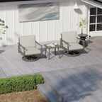 Set da conversazione per patio a 3 pezzi in alluminio con sedie girevoli, schienale in textilene e cuscini