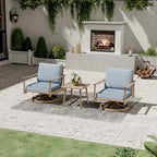 Set da conversazione per patio a 3 pezzi in alluminio con sedie girevoli, schienale in textilene e cuscini