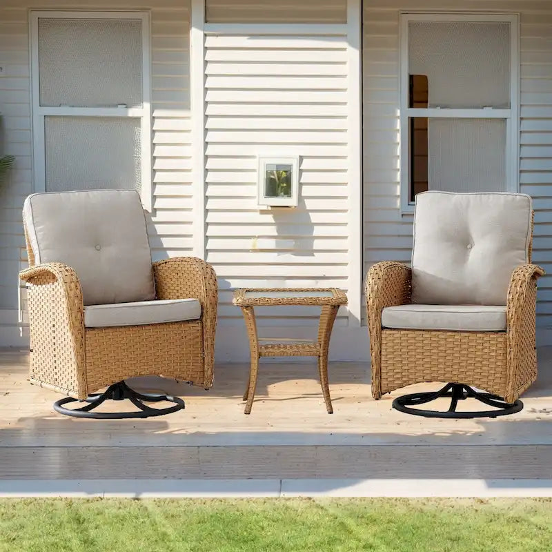 Fauteuils de jardin en osier Pivotant à bascule - Jaune