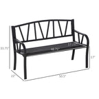 Banc de jardin en métal pour 2 personnes, style parc, 50 po