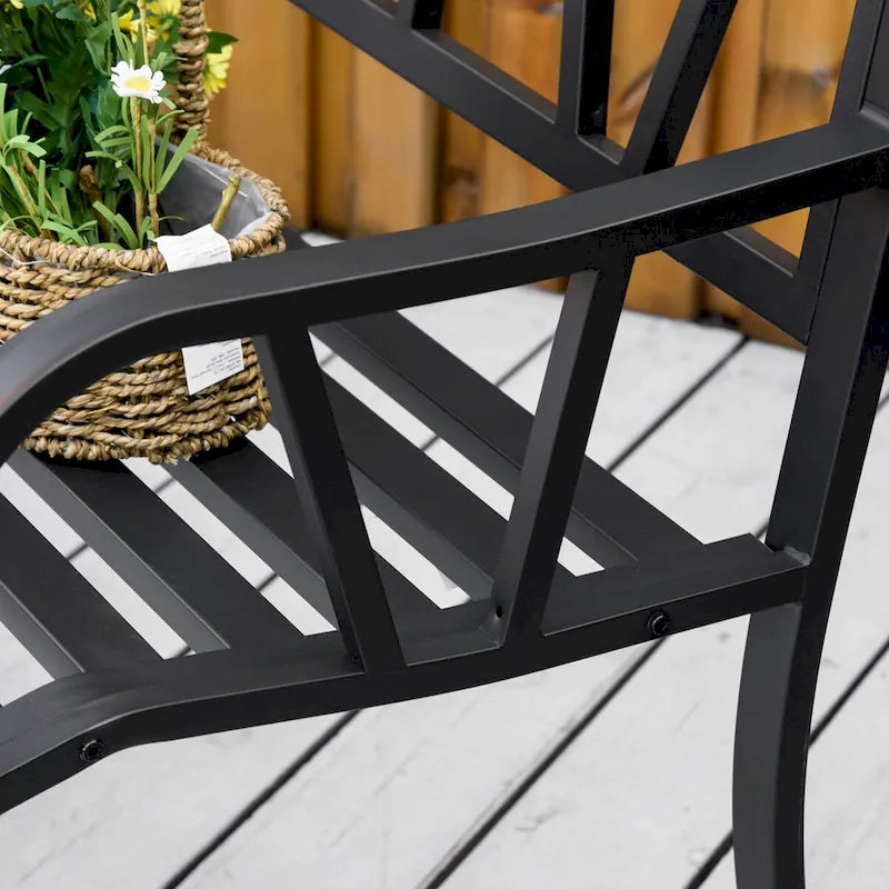 Banc de jardin en métal pour 2 personnes, style parc, 50 po