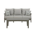 Signature Design by Ashley Visola Gray Outdoor Sofa and Coffee Table - 80W x 33D x 37H