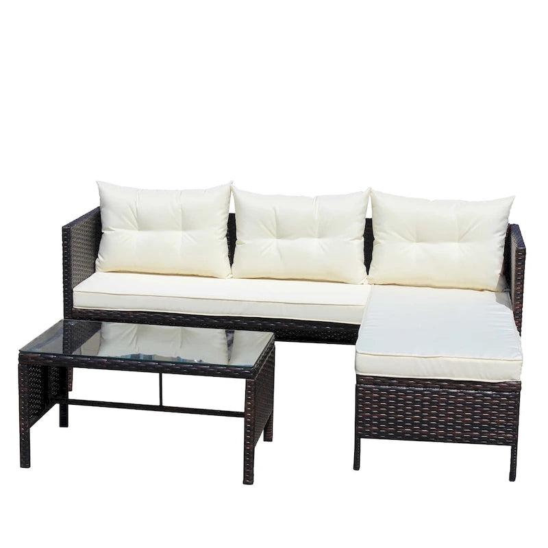 Divano Sezionale in Rattan Wicker (3 Pezzi)