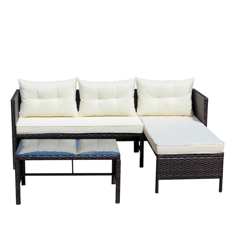 Divano Sezionale in Rattan Wicker (3 Pezzi)