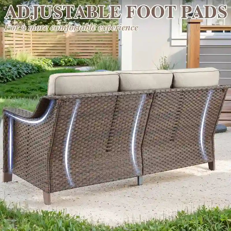 Divano da esterno in rattan per portico o giardino - Marrone