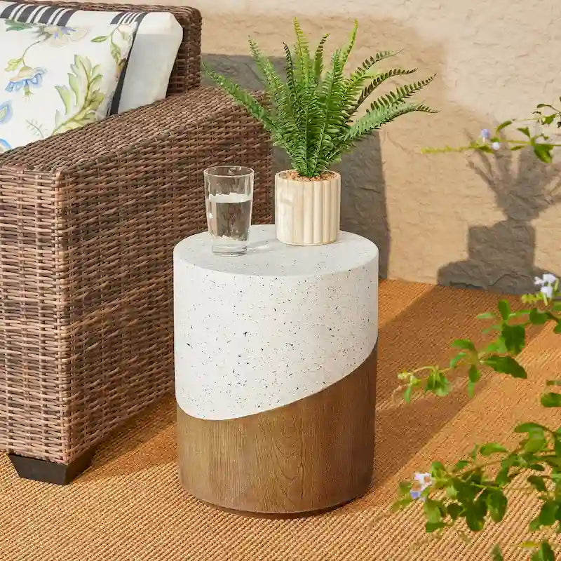 Glitzhome Tabouret de jardin multifonctionnel en OGM de 17 po, table d'extérieur